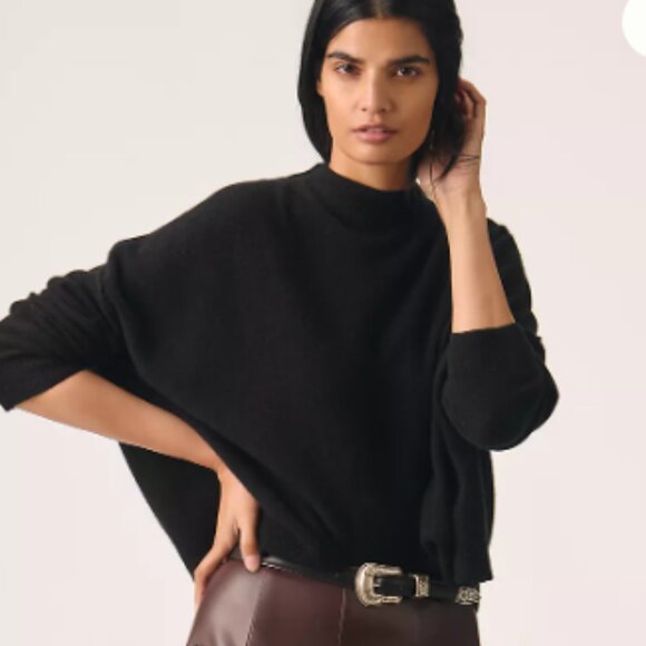 Pilcro The Alani Cashmere Mock-Neck Sweater Black Size S $148 - Picture 1 of 6
